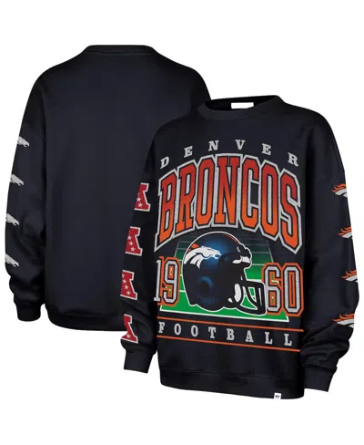 47 Brand Women's Navy Denver Broncos Go Big Oversized Pullover Sweatshirt In Blue
