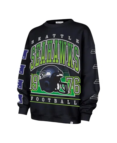 47 Brand Women's College Navy Seattle Seahawks Go Big Oversized Pullover Sweatshirt In Blue