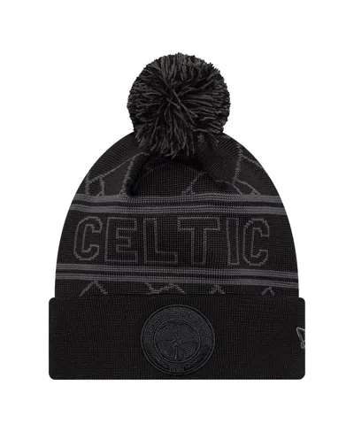 New Era Men's Black Celtic Sport Cuffed With Pom Knit Hat In Black