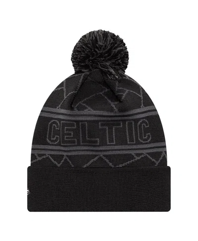 New Era Men's Black Celtic Sport Cuffed With Pom Knit Hat In Black