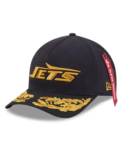 New Era X Alpha Men's Industries Black New York Jets A-frame 9forty Adjustable Hat In Black