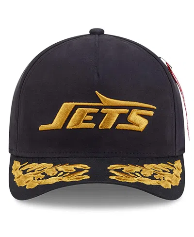 New Era X Alpha Men's Industries Black New York Jets A-frame 9forty Adjustable Hat In Black