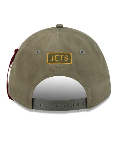 New Era X Alpha Men's Industries Olive New York Jets A-frame 9forty Adjustable Hat In Green