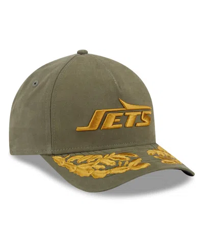 New Era X Alpha Men's Industries Olive New York Jets A-frame 9forty Adjustable Hat In Green