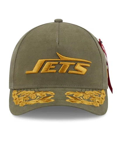 New Era X Alpha Men's Industries Olive New York Jets A-frame 9forty Adjustable Hat In Green