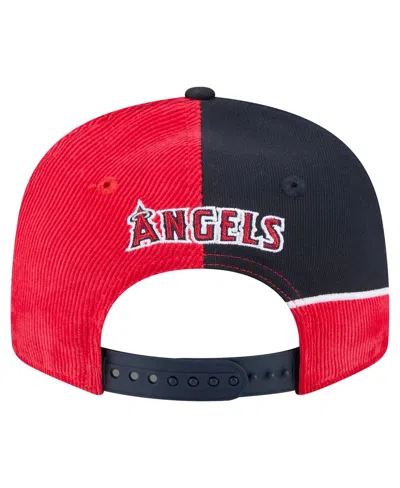 New Era Men's Red/navy Los Angeles Angels Retro Split Corduroy Snapback Hat In Red