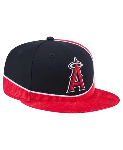 New Era Men's Red/navy Los Angeles Angels Retro Split Corduroy Snapback Hat In Red