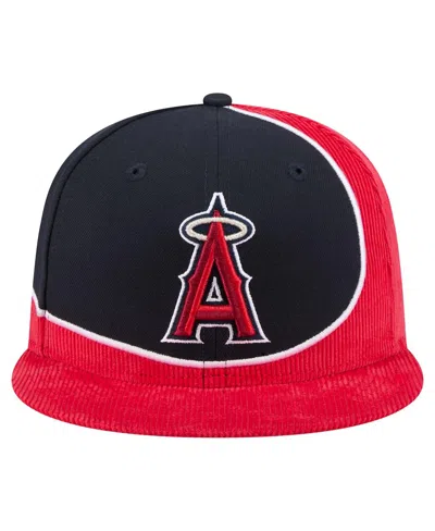 New Era Men's Red/navy Los Angeles Angels Retro Split Corduroy Snapback Hat In Red
