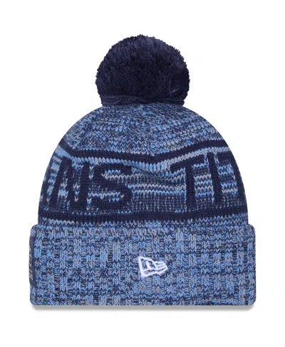 New Era Men's Light Blue Tennessee Titans 2025 Sideline Cold Weather Cuffed Pom With Knit Hat In Blue