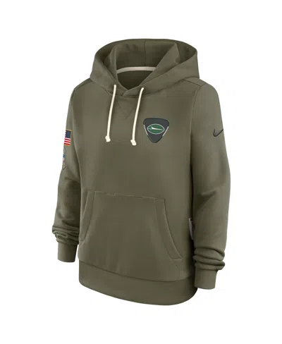 Nike Women's Olive New York Jets 2025 Salute To Service Sideline Standard Issue Dri-fit Hoodie In Green