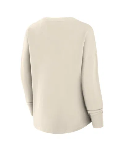 Fanatics Women's Cream Columbus Blue Jackets Oversized Slice Pullover Sweatshirt In Neutral