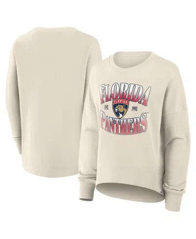 Fanatics Women's Cream Florida Panthers Oversized Slice Pullover Sweatshirt In Neutral