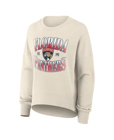 Fanatics Women's Cream Florida Panthers Oversized Slice Pullover Sweatshirt In Neutral