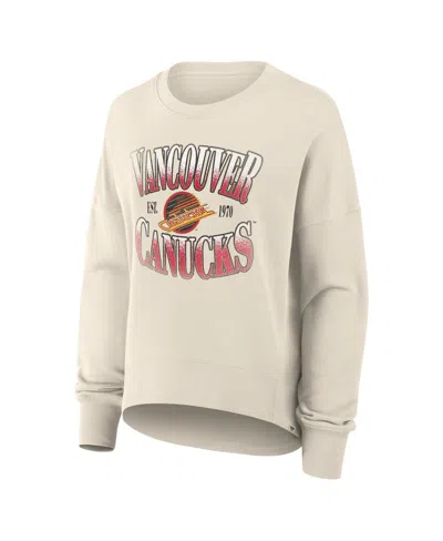 Fanatics Women's Cream Vancouver Canucks Oversized Vintage Slice Pullover Sweatshirt In Neutral