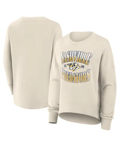 Fanatics Women's Cream Nashville Predators Oversized Slice Pullover Sweatshirt In Neutral