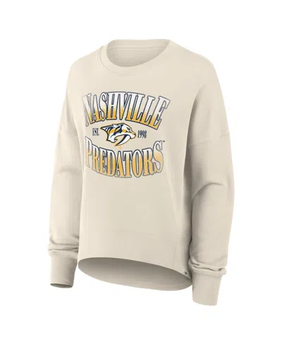 Fanatics Women's Cream Nashville Predators Oversized Slice Pullover Sweatshirt In Neutral