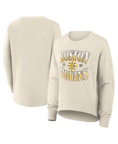 Fanatics Women's Cream Boston Bruins Oversized Vintage Slice Pullover Sweatshirt In White