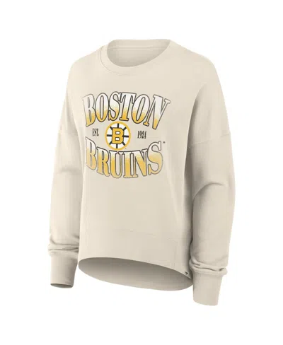Fanatics Women's Cream Boston Bruins Oversized Vintage Slice Pullover Sweatshirt In White