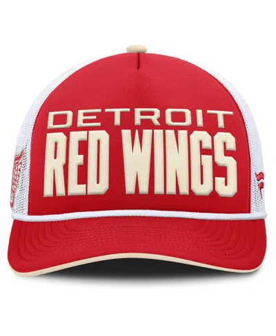 Fanatics Men's Red Detroit Red Wings Centennial Foam Front Adjustable Trucker Hat In Red