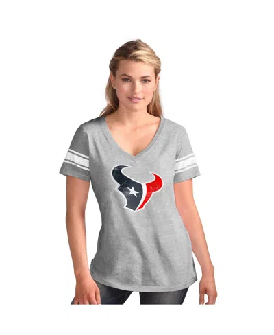 G-iii 4her By Carl Banks Women's Heather Gray Houston Texans First Pick Distressed V-neck T-shirt In Gray