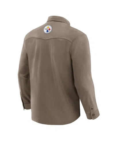 Fanatics Darius Rucker Collection By  Men's Tan Pittsburgh Steelers Polar Fleece Cozy Button-up Shirt In Brown