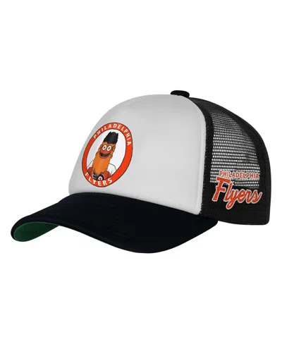 Mitchell & Ness Big Boys And Girls White Philadelphia Flyers Mascot Adjustable Trucker Hat In Blue