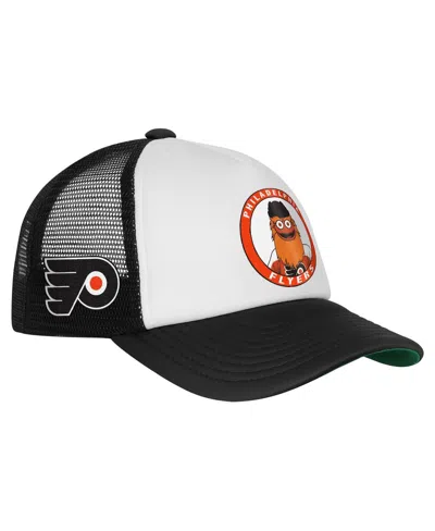 Mitchell & Ness Big Boys And Girls White Philadelphia Flyers Mascot Adjustable Trucker Hat In Blue