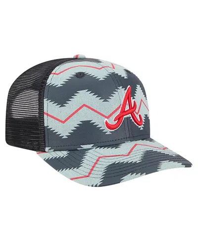 New Era Men's Denim/navy Atlanta Braves Aztec Denim 9seventy Adjustable Hat In Black