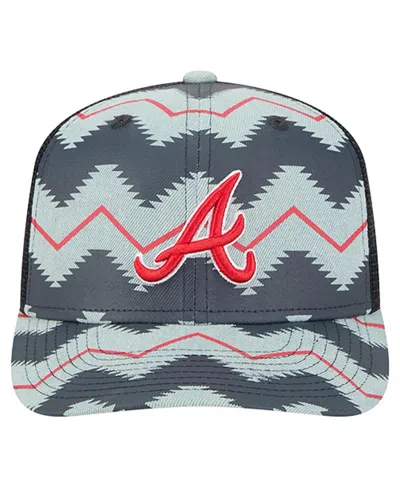 New Era Men's Denim/navy Atlanta Braves Aztec Denim 9seventy Adjustable Hat In Black