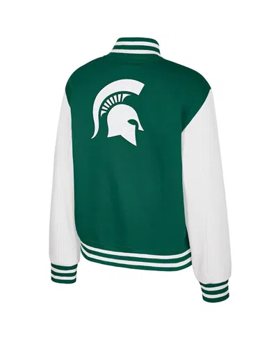 Colosseum Women's Green Michigan State Spartans French Baguette Full Snap Fleece Jacket In Green