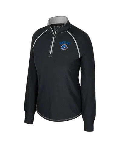 Colosseum Women's Black Boise State Broncos Bikram Raglan Quarter-zip Sweatshirt In Black