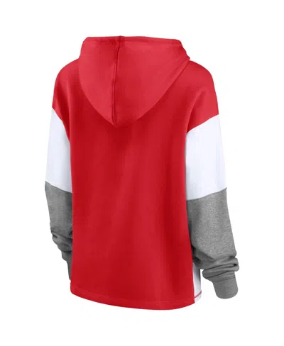 Fanatics Women's Red Wisconsin Badgers Play It Safe Color Block Pullover Hoodie In Red