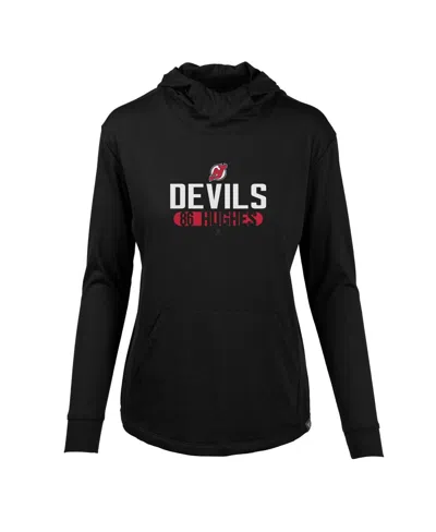 Levelwear Jack Hughes Black New Jersey Devils Vivid Tracer Name & Number Pullover Hoodie In Black