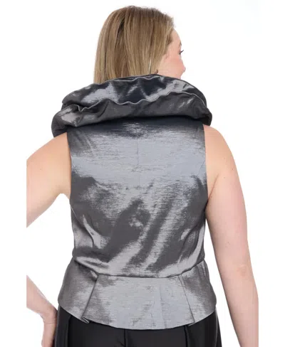 Muse Plus Size Sleeveless Knot-front Taffeta Top In Gray