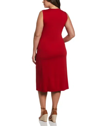 Ella Rafaella Plus Size Ponte Knit Twist Front Sleeveless Midi Dress In Multi