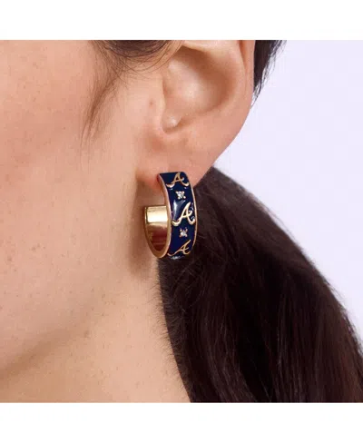 Wear By Erin Andrews X Baublebar Atlanta Braves Enamel Hoop Earrings In Gold