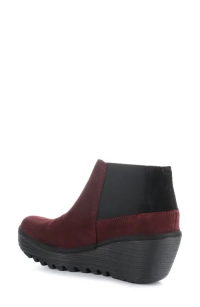 Fly London Yego Wedge Bootie In Burgundy