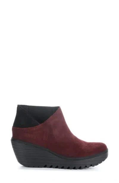 Fly London Yego Wedge Bootie In Burgundy