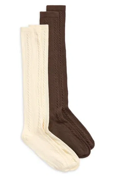 Hue Pack Of 2 Cable Stitch Knee High Socks In Multi