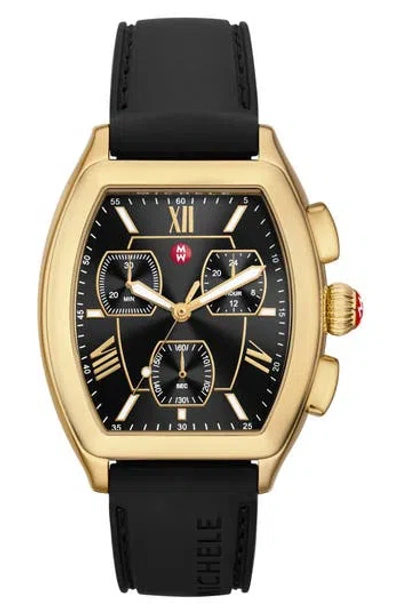 Michele Releve Sport Silicone Strap Watch, 45mm In Black