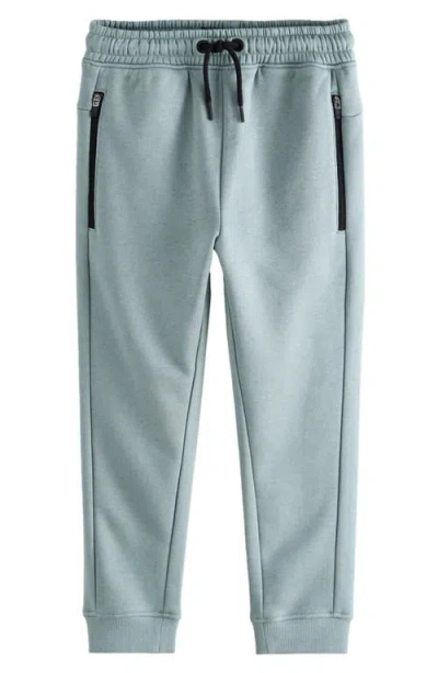 Next Kids' Zip Pocket Cotton Blend Joggers In Gray