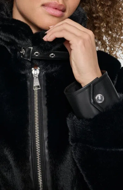 Karl Lagerfeld Paris Faux Fur Jacket In Black