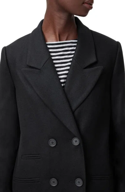 Allsaints Ellen Double Breasted Wool Blend Coat In Black