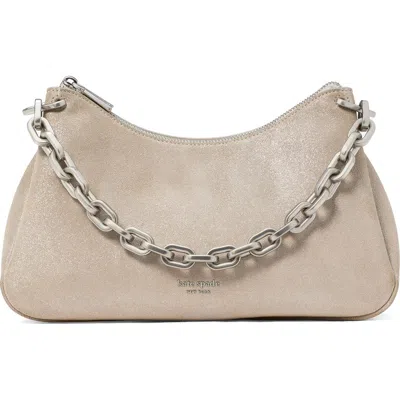 Kate Spade New York Grace Glitter Suede Chain Shoulder Bag In Silver