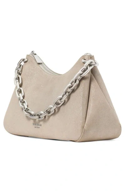 Kate Spade New York Grace Glitter Suede Chain Shoulder Bag In Silver