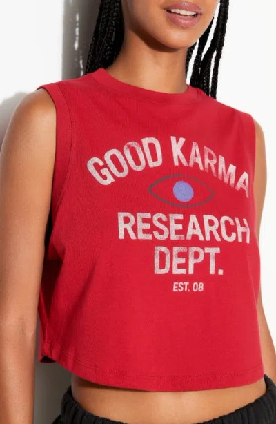 Spiritual Gangster Good Karma Crawford Cotton Crop Graphic Tank In Red
