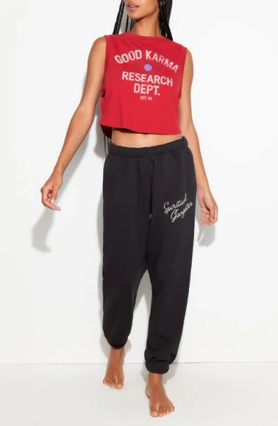 Spiritual Gangster Good Karma Crawford Cotton Crop Graphic Tank In Red
