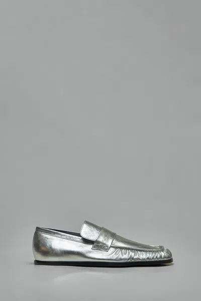 Jil Sander Smooth Leather Moccasins In Silver