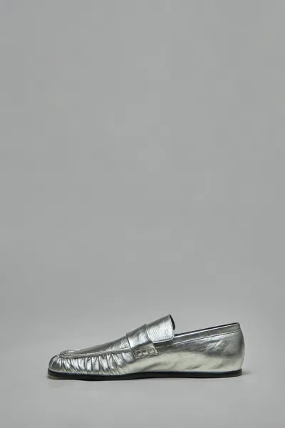 Jil Sander Smooth Leather Moccasins In Silver