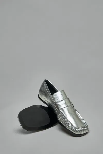 Jil Sander Smooth Leather Moccasins In Silver